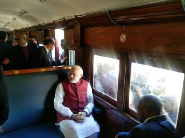 PM Modi travelled in a train from Pentrich railway station to Pietermaritzburg. Image courtesy: @PMOIndia/Twitter