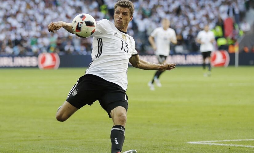 Thomas Mueller will hope to stop his European Championship jinx and score against Italy. AP