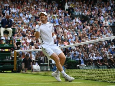 Andy Murray celebrates defeating Tomas Berdych at Wimbledon 2016. AFP