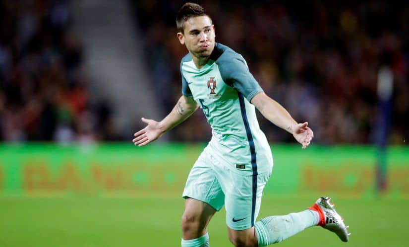 Raphael Guerreiro celebrates his goal against Norway. Reuters