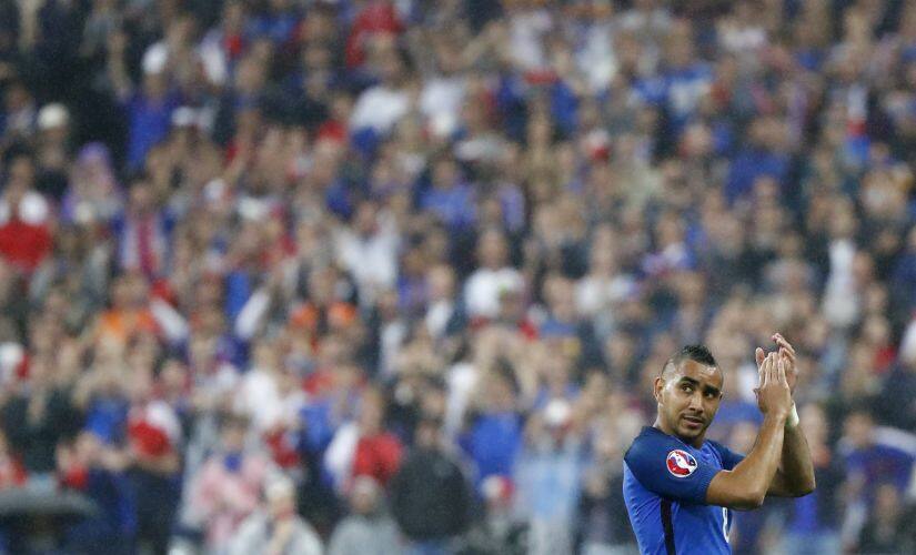 France's Dimitri Payet applauds the fans after he is substituted against Iceland. Reuters 