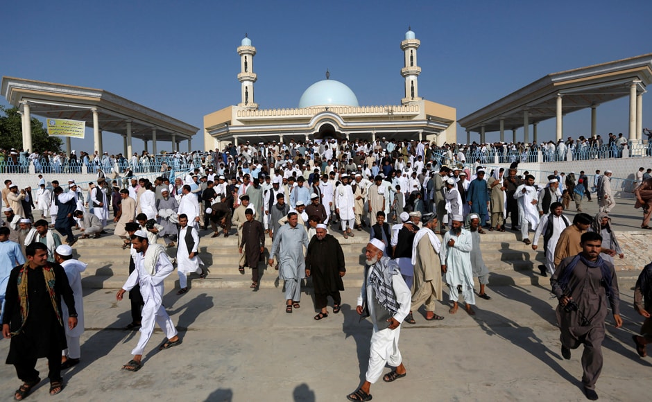 Men leave after attending morning prayers to celebrate the first day of the Muslim holiday of Eid al-Fitr, which marks the end of the holy month of Ramadan, in Jalalabad, Afghanistan. Reuters Men leave after attending morning prayers to celebrate the first day of the Muslim holiday of Eid al-Fitr, which marks the end of the holy month of Ramadan, in Jalalabad, Afghanistan. Reuters