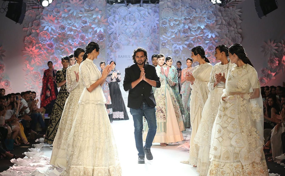 Ace fashion designer Rahul Mishra showcased his latest collection - Monsoon Diaries- featuring weaving techniques like French knots and wire work. Facebook/ Fashion Design Council of India Ace fashion designer Rahul Mishra showcased his latest collection - Monsoon Diaries- featuring weaving techniques like French knots and wire work. Facebook/ Fashion Design Council of India