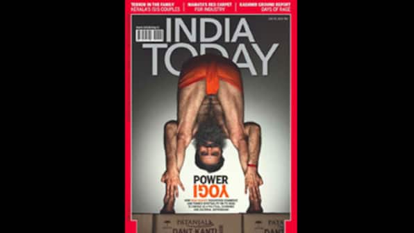 Ramdev may strike an outrageous pose but his products still line supermarket shelves