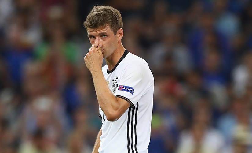 Thomas Mueller’s Euro jinx continued as the Bayern Munich attacker scored no goals. AFP