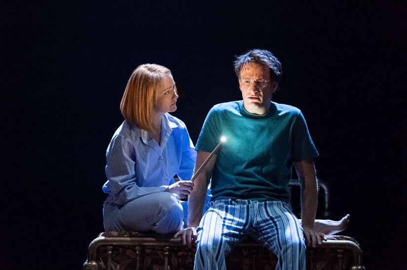 Poppy Miller as Ginny Potter, and Jamie Parker as Harry Potter in the play 'Harry Potter and the Cursed Child'
