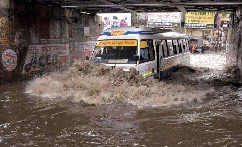 Flooded roads in Mathura. PTI