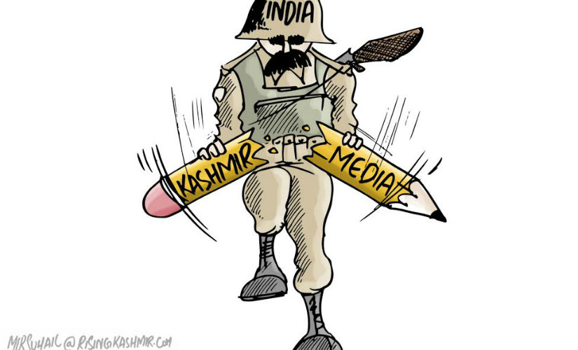 A cartoon carried by Rising Kashmir. Scrrengrab