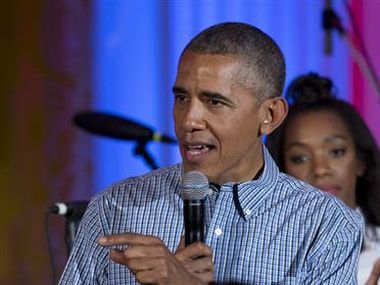 US President Barack Obama speaks during an Independence Day celebration at the White House. AP