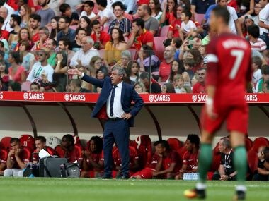 Fernando Santos and Cristiano Ronaldo during the Euro 2016 SF against Wales. AP