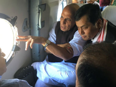 Assam floods: Rajnath Singh takes aerial survey of affected areas with CM Sarbananda Sonowal Assam floods: Rajnath Singh takes aerial survey of affected areas with CM Sarbananda Sonowal