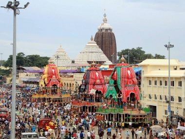 Chariots of Lord Jagannath, Lord Balabhadra and Devi Subhadra at Ratha Yatra festival in Puri on Tuesday. PTI