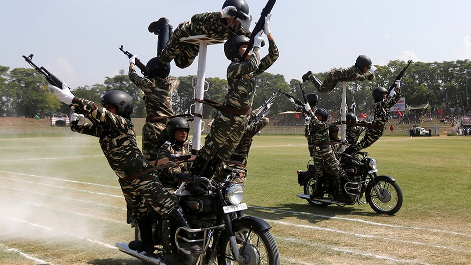 With Home Minister Rajnath Singh initiating a high level meeting over the security situation across the country and specially in Kashmir, that hasn't the policewomen from rehearsing stunts on their motorbikes in Srinagar. Reuters With Home Minister Rajnath Singh initiating a high level meeting over the security situation across the country and specially in Kashmir, that hasn't the policewomen from rehearsing stunts on their motorbikes in Srinagar. Reuters