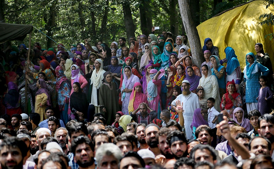 Kashmiri villagers watch a joint funeral of the four civilians at Aripanthan village. Separatists have already extended their protest shutdown to 18 August. All educational institutions, shops, public transport and other businesses have remained shut since 9 July, a day after Hizbul Mujahideen commander Burhan Wani was killed. AP Kashmiri villagers watch a joint funeral of the four civilians at Aripanthan village. Separatists have already extended their protest shutdown to 18 August. All educational institutions, shops, public transport and other businesses have remained shut since 9 July, a day after Hizbul Mujahideen commander Burhan Wani was killed. AP