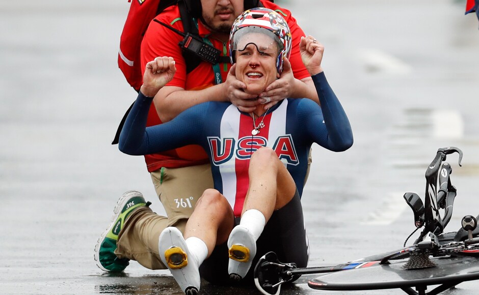 Armstrong celebrates after crossing the finish line. Despite her pedigree, Armstrong was a controversial selection for the US team. It wasn't until a week before she departed for Brazil that Armstrong's place was confirmed. Armstrong celebrates after crossing the finish line. Despite her pedigree, Armstrong was a controversial selection for the US team. It wasn't until a week before she departed for Brazil that Armstrong's place was confirmed.