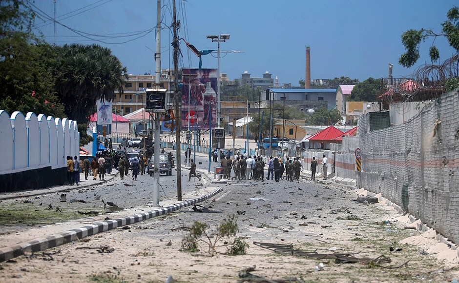 The bomb exploded during a morning traffic jam and the explosion was heard across Mogadishu, and smoke was seen billowing over the area of the presidential compound. A general view of the scene shows Somali government forces securing the street near the scene of a car bomb claimed by al Shabab Islamist militants outside the president's palace. Reuters The bomb exploded during a morning traffic jam and the explosion was heard across Mogadishu, and smoke was seen billowing over the area of the presidential compound. A general view of the scene shows Somali government forces securing the street near the scene of a car bomb claimed by al Shabab Islamist militants outside the president's palace. Reuters