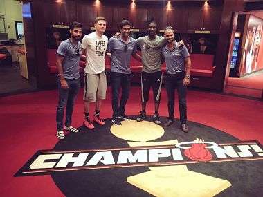 India's Ravichandran Ashwin, Shikhar Dhawan, Bhuvaneshwar Kumar visit Miami Heat in Florida India's Ravichandran Ashwin, Shikhar Dhawan, Bhuvaneshwar Kumar visit Miami Heat in Florida