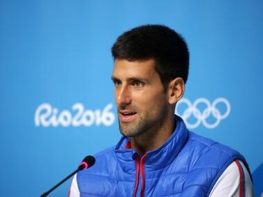 Novak Djokovic holds a press conference ahead of the Rio Olympics. Getty