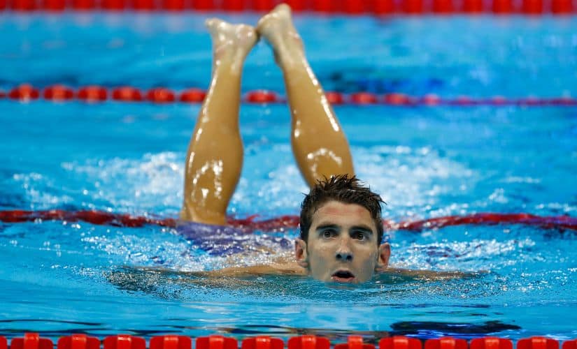 Michael Phelps after the second Semifinal of the Men's 200m Individual Medley. Getty