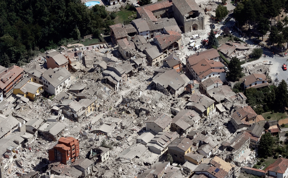 This aerial photo shows the damaged buildings in the historical part of the town of Amatrice, central Italy, after the earthquake. The magnitude 6 quake struck at 3:36 am and was felt across a broad swath of central Italy, including Rome where residents of the capital felt a long swaying followed by aftershocks. AP This aerial photo shows the damaged buildings in the historical part of the town of Amatrice, central Italy, after the earthquake. The magnitude 6 quake struck at 3:36 am and was felt across a broad swath of central Italy, including Rome where residents of the capital felt a long swaying followed by aftershocks. AP