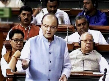 Finance Minister Arun Jaitley speaking in the Lok Sabha on Monday. PTI
