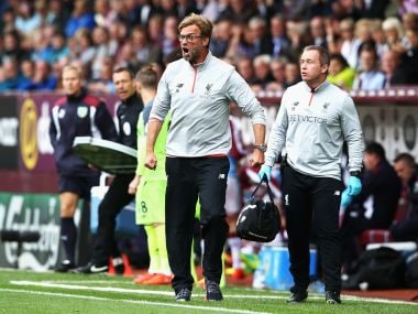 Jurgen Klopp shouting at his player during the Liverpool vs Burnley game. Getty