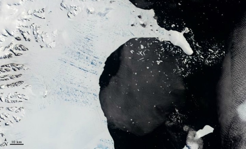 Satellite image of the Larsen B ice shelf after it collapsed, on 31 January, 2002. (Photo: Nasa)