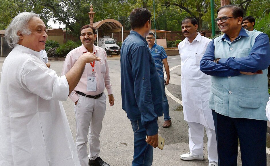 Congress leader Jairam Ramesh (left) leaves after the all-party meet. The Congress has always maintained that the failure of the PDP-BJP government is behind the Kashmir unrest. PTI Congress leader Jairam Ramesh (left) leaves after the all-party meet. The Congress has always maintained that the failure of the PDP-BJP government is behind the Kashmir unrest. PTI