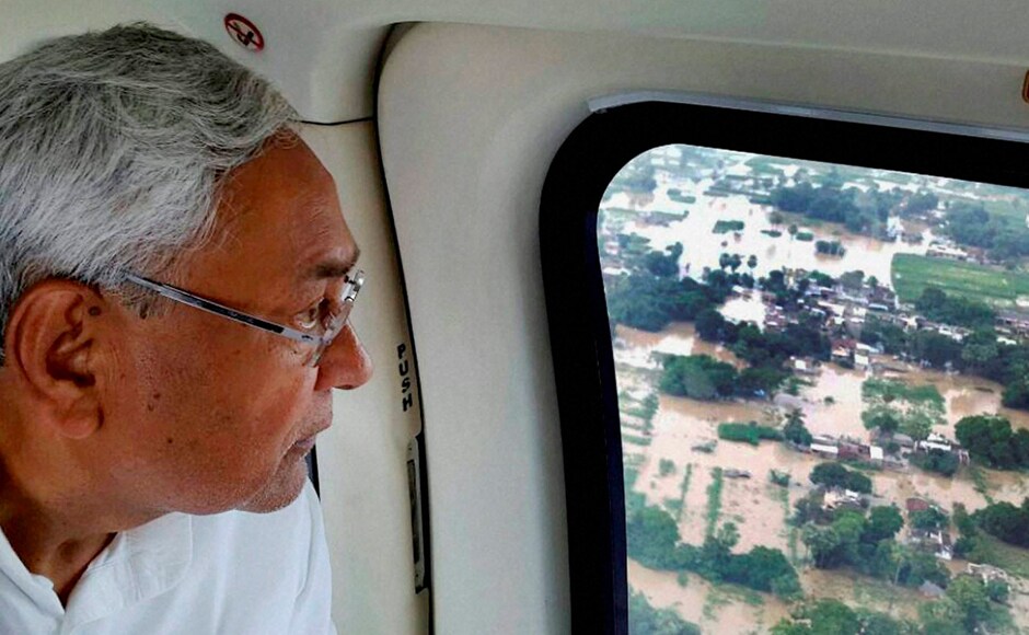 Kumar did an aerial survey of affected areas and demanded that experts look into the problem of silt in rivers. Photo: PTI Kumar did an aerial survey of affected areas and demanded that experts look into the problem of silt in rivers. Photo: PTI