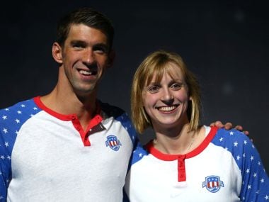 Katie Ledecky and Michael Phelps. Getty