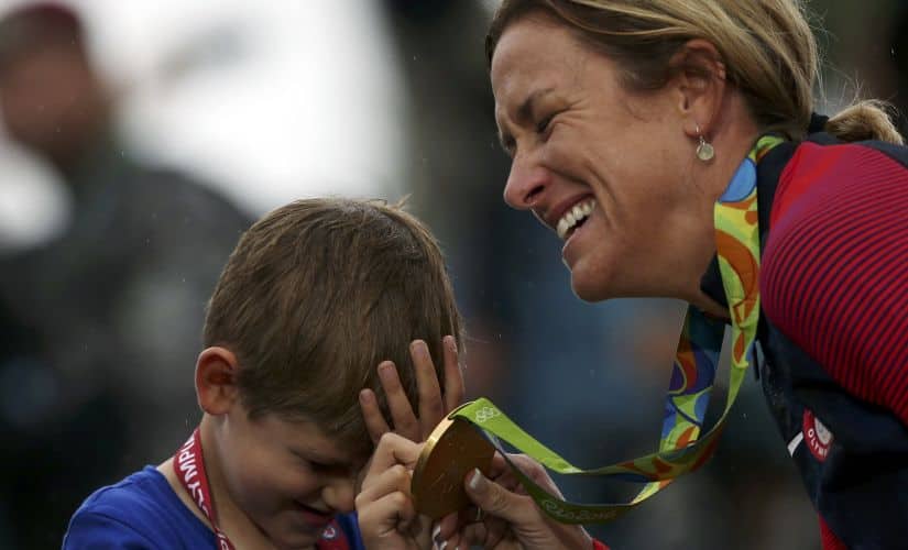 Kristin Armstrong with her son. Reuters