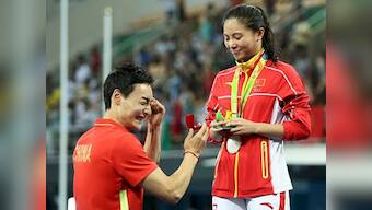Rio 2016: Chinese diver He Zi grabs silver and diamond as boyfriend proposes during medal ceremony