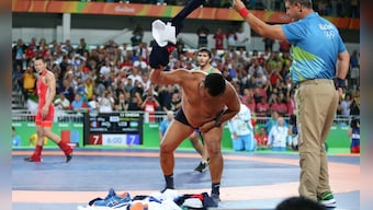 Rio Olympics 2016: Watch Mongolian coaches strip to underpants to protest wrestling result