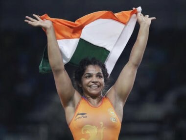 India's Sakshi Malik reacts after winning the bronze medal. AP