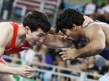 Sandeep Tomar in action against Victor Lebedev. AFP