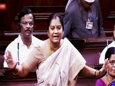 AIADMK MP Sasikala Pushpa in Lok Sabha on Monday. PTI