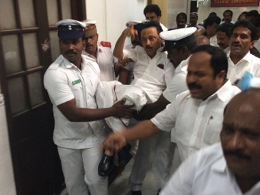 Suspended DMK legislators hold a mock assembly session Suspended DMK legislators hold a mock assembly session