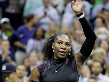 Serena Williams of the United States waves after defeating Ekaterina Makarova, of Russia. AP