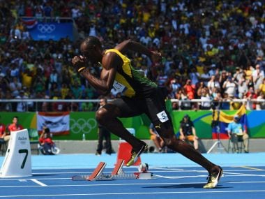 Usain Bolt starts his 200m Heat at the Rio 2016 Olympics. Getty