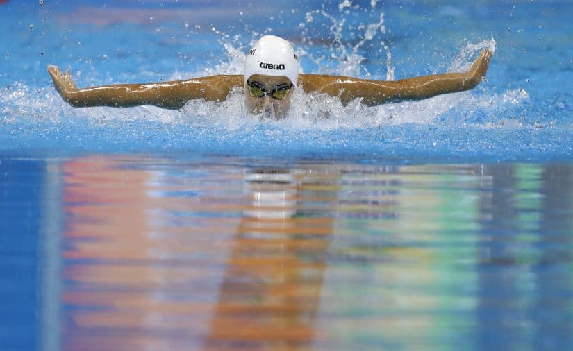 Yusra Mardini, swimming for the Refugee Olympic Team. AP 