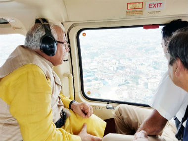 Manohar Lal Khattar conducts aerial survey of Gurgaon to take stock of waterlogging problem Manohar Lal Khattar conducts aerial survey of Gurgaon to take stock of waterlogging problem