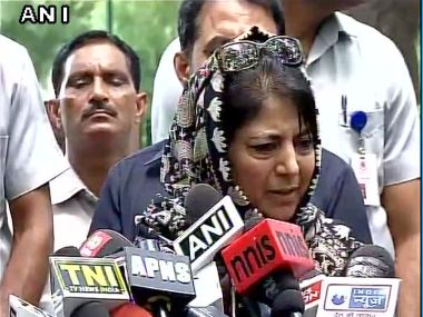 Jammu and Kashmir CM Mehbooba Mufti after her meeting with PM Narendra Modi in New Delhi on Saturday. Image courtesy: ANI/Twitter