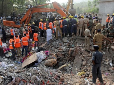 A file image of the building collapse site in Mumbra, Mumbai. AFP