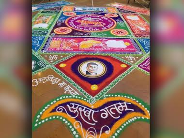 Alvida na kehna: RBI staff's emotional adieu to Raghuram Rajan in a rangoli Alvida na kehna: RBI staff's emotional adieu to Raghuram Rajan in a rangoli