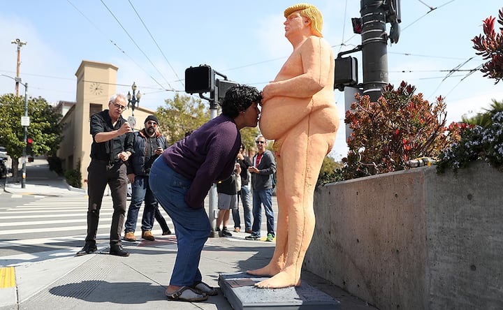 Naked Donald Trump statues appear in various US cities