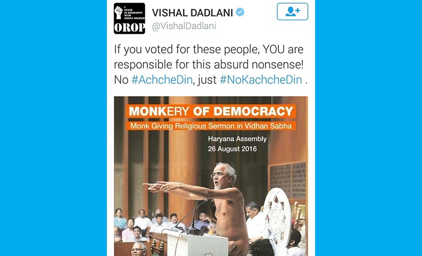Vishal Dadlani's tweet that was later deleted.