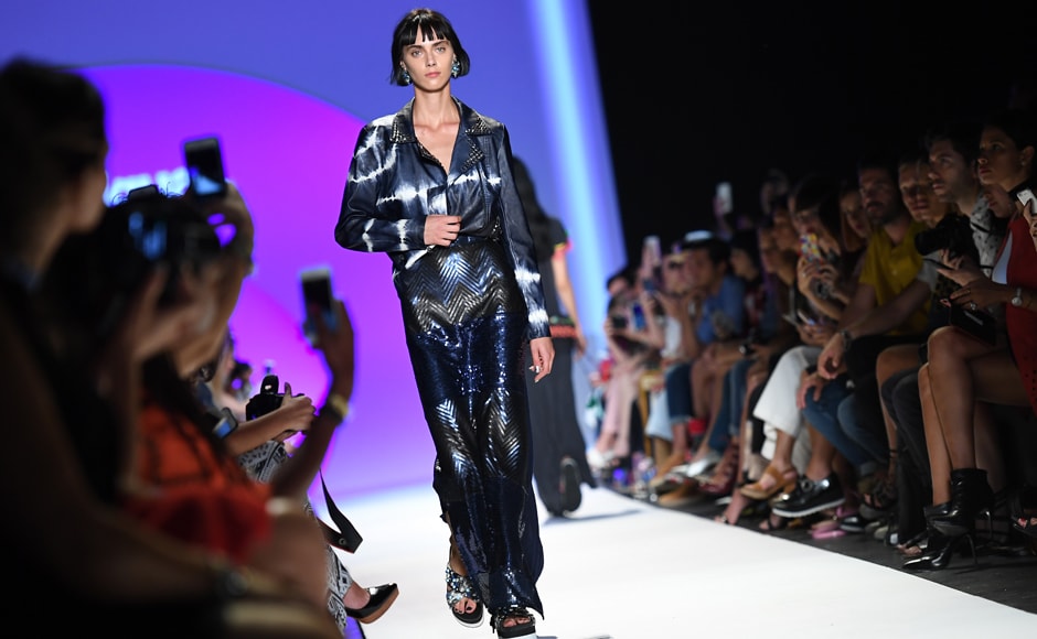 A model displays the fashion of Desigual during New York Fashion Week. AFP A model displays the fashion of Desigual during New York Fashion Week. AFP