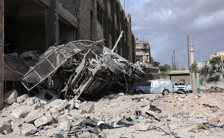 Air strikes and shelling in Aleppo is expected to continue. Some water stations supplying the city were also hit. Air strikes in Ansari neighborhood also destroyed ambulances. Photo: AP Air strikes and shelling in Aleppo is expected to continue. Some water stations supplying the city were also hit. Air strikes in Ansari neighborhood also destroyed ambulances. Photo: AP