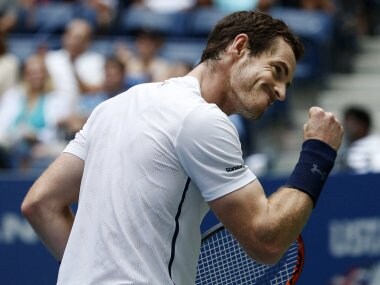 Andy Murray celebrates after winning a point against Paolo Lorenzi. AP