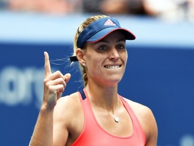 Angelique Kerber gestures after beating Roberta Vinci. AFP